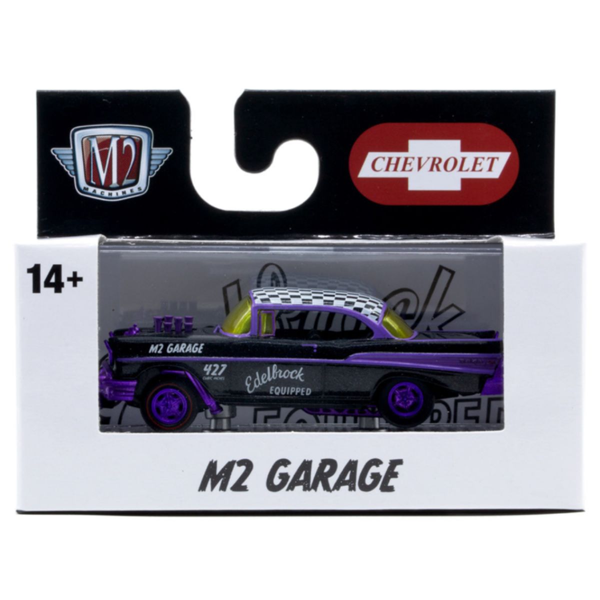 1957 Chevrolet Bel Air Gasser Edelbrock Black Checkered Top CHASE M2 Machines