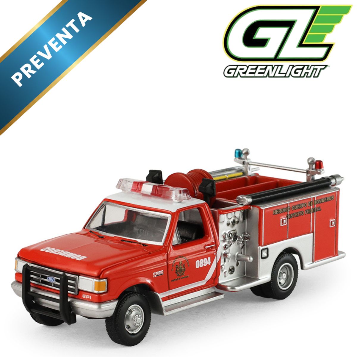 1990 Ford F-350 Mini Pumper Fire Truck Bomberos Mexico Greenlight (Preventa)