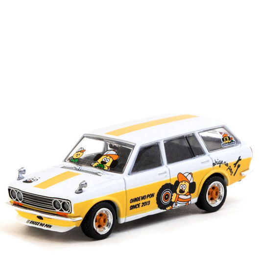 Datsun Bluebird 510 Wagon Ohige no Pon White Orange Stripes Graphics Tarmac Works