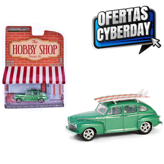 1946 Ford Fordor Super Deluxe Green Metallic Roof Rack Surfboards Greenlight (Cyberday)
