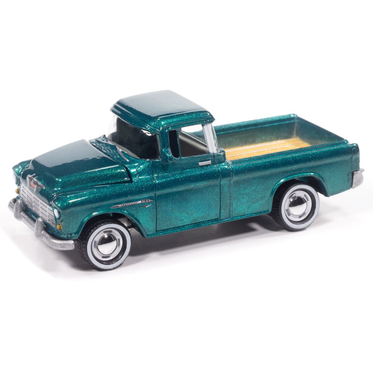 1955 Chevy Cameo Pickup Teal Pale Gold Johnny Lightning