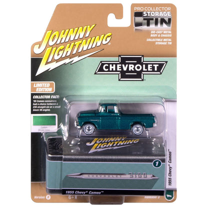 1955 Chevy Cameo Pickup Teal Pale Gold Johnny Lightning