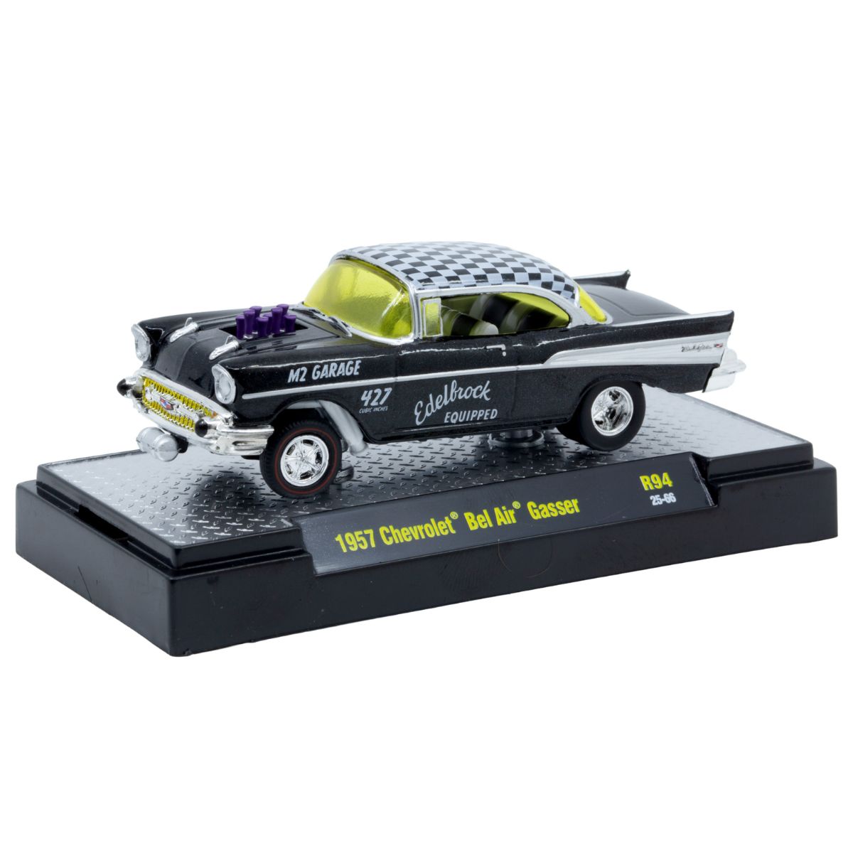 1957 Chevrolet Bel Air Gasser Edelbrock Black Checkered Top M2 Machines
