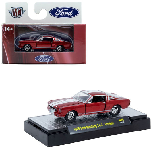 1966 Ford Mustang 2+2 Custom Red Metallic White Stripes M2 Machines