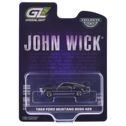 1969 Ford Mustang Boss 429 Silver Chrome Edition John Wick (2014) Escala 1:64 Greenlight