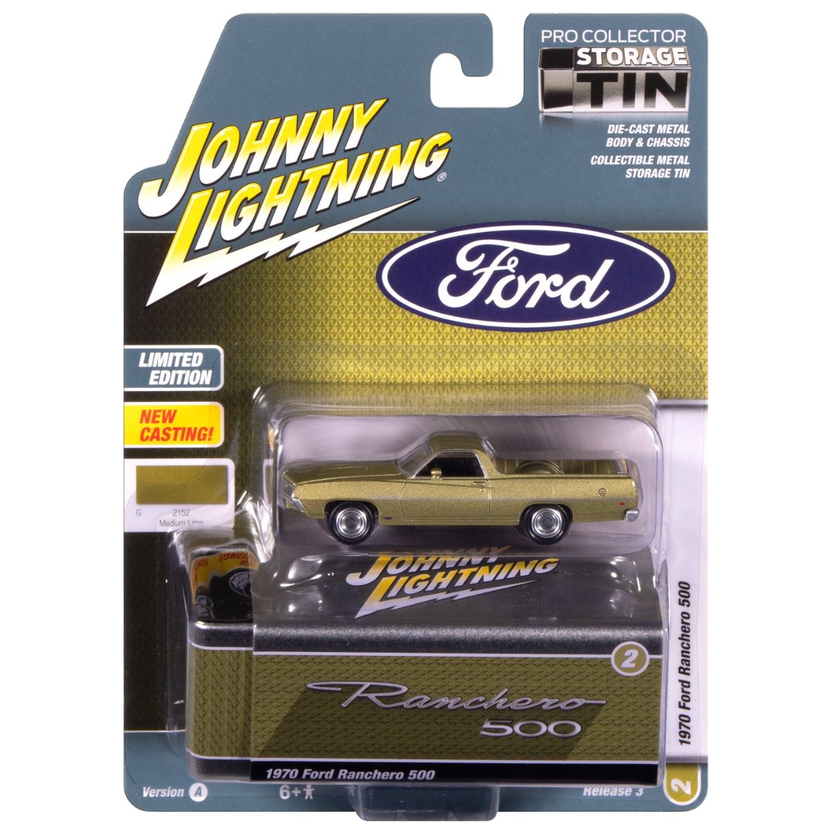 1970 Ford Ranchero 500 Medium Lime Poly Johnny Lightning