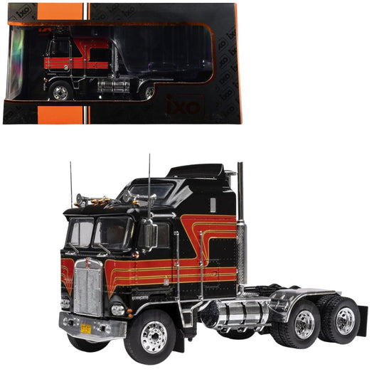 1976 Kenworth K100 Aerodyne Truck Tractor Black with Red Stripes IXO Models