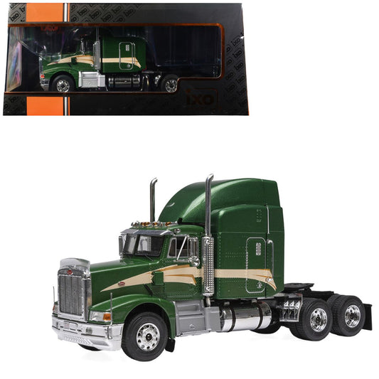 1998 Peterbilt 377 AE Truck Tractor Green Metallic with Beige Stripes IXO Models