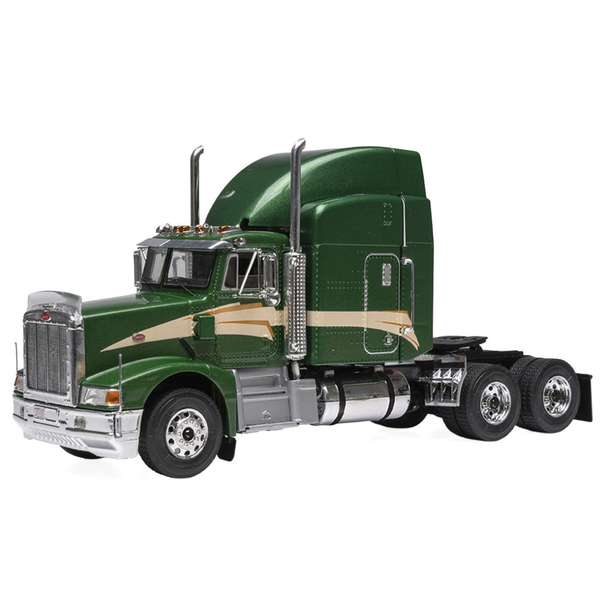 1998 Peterbilt 377 AE Truck Tractor Green Metallic with Beige Stripes IXO Models