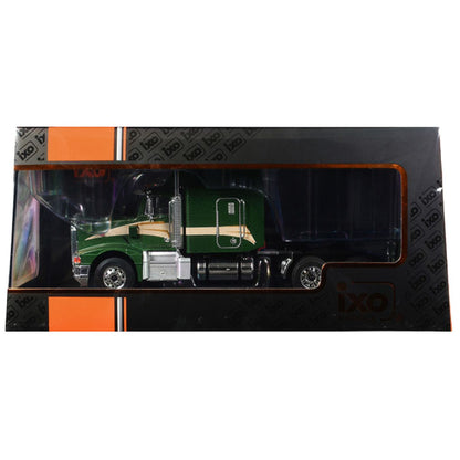 1998 Peterbilt 377 AE Truck Tractor Green Metallic with Beige Stripes IXO Models