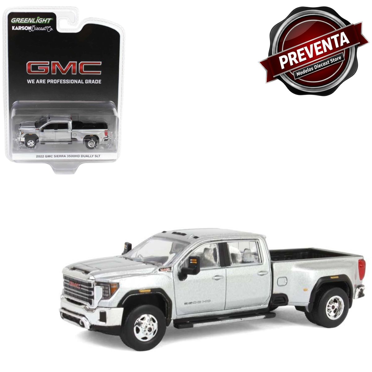 2022 GMC Sierra 3500HD Pro Dually Quicksilver Metallic (2nd Edition) Greenlight (Preventa)