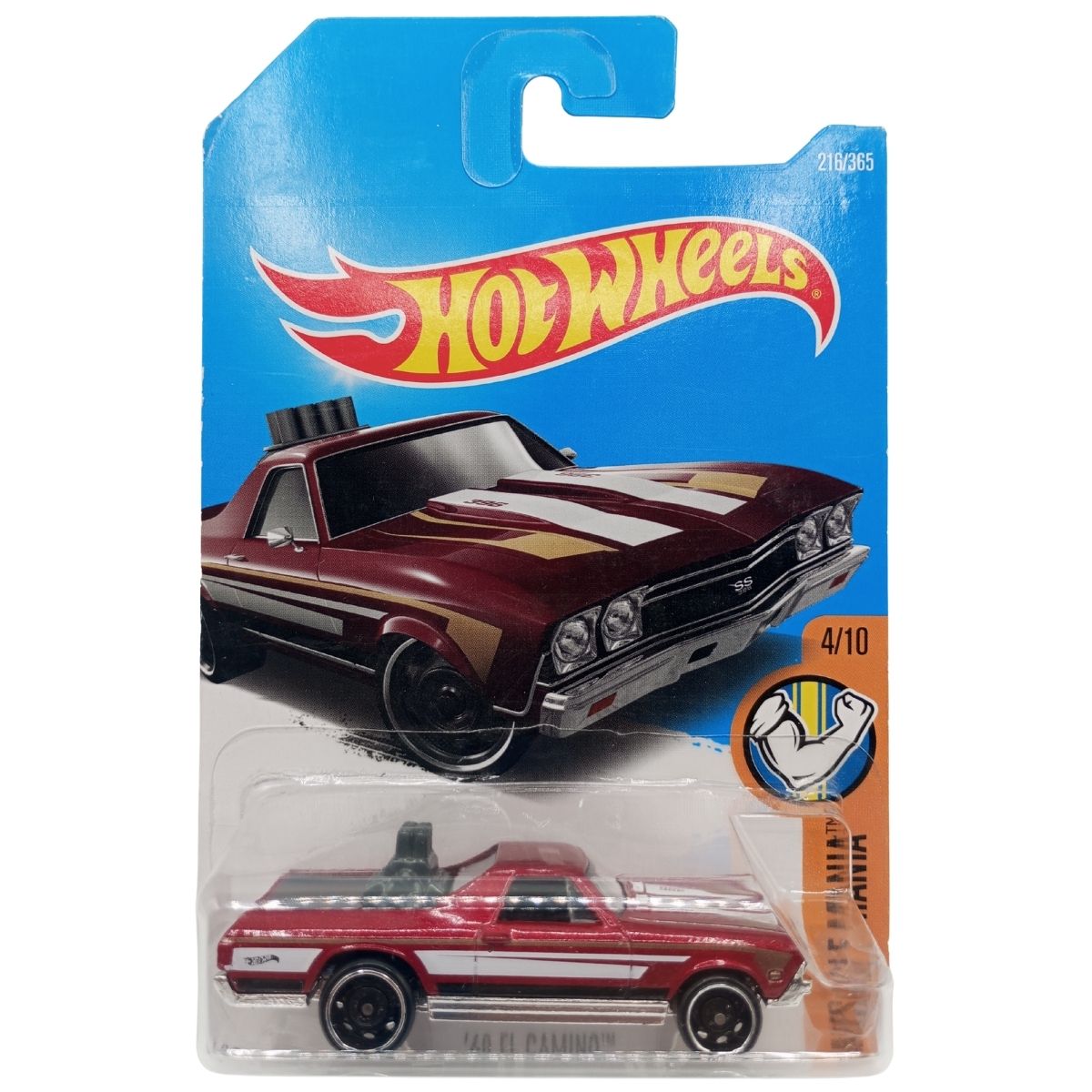 68 El Camino Burdeo Franjas 216/365 Muscle Mania Hot Wheels