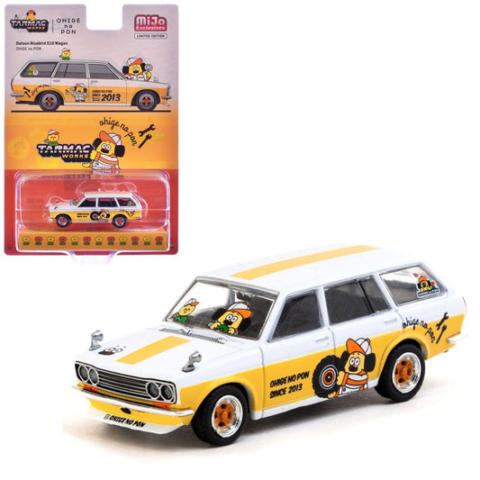 Datsun Bluebird 510 Wagon Ohige no Pon White Orange Stripes Graphics Tarmac Works