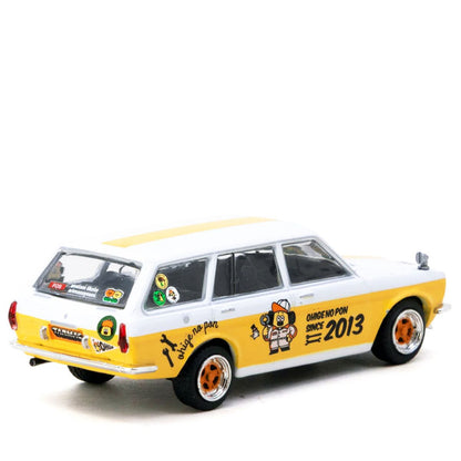 Datsun Bluebird 510 Wagon Ohige no Pon White Orange Stripes Graphics Tarmac Works