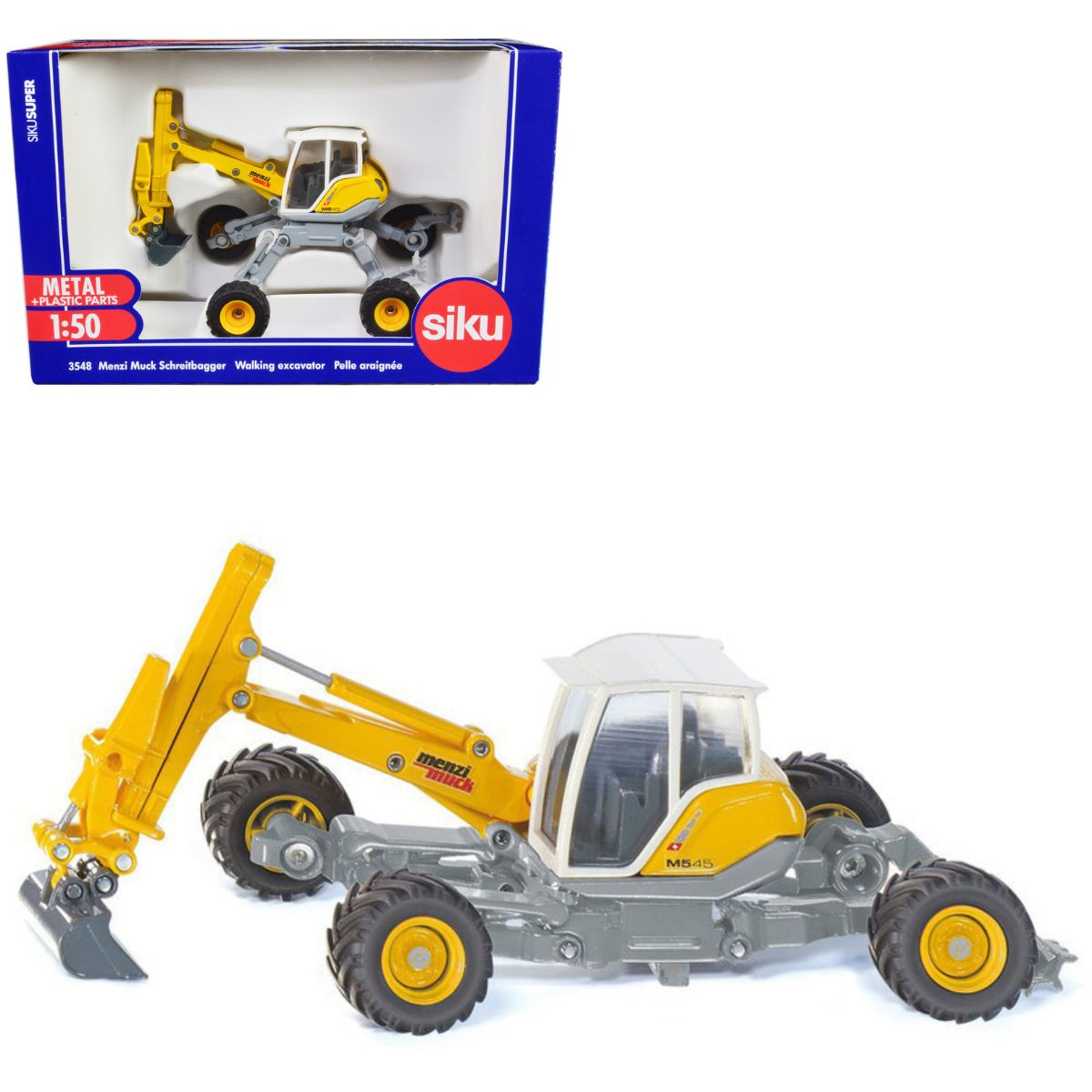 Excavadora Araña Menzi Muck M545 Walking Excavator Yellow White Siku