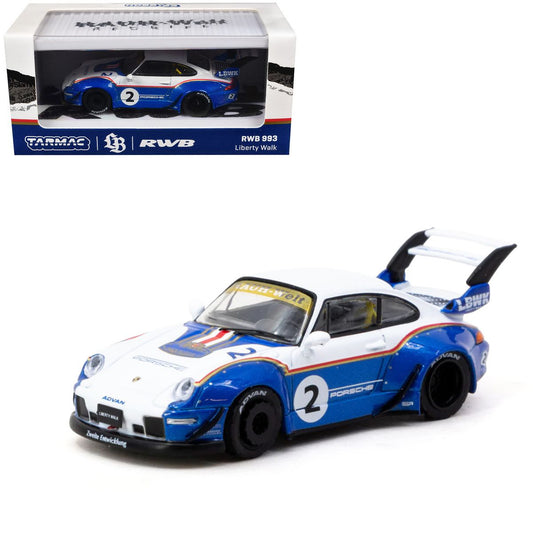 RWB 993 #2 Liberty Walk White Blue Metallic Container Packaging Hobby64 Tarmac Works